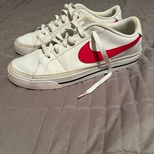 Nike Women’s White and Red Sneakers